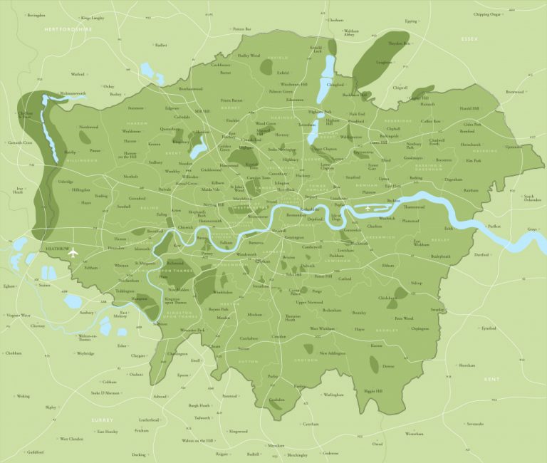 Map Of Greater London Districts And Boroughs Maproom Within Printable