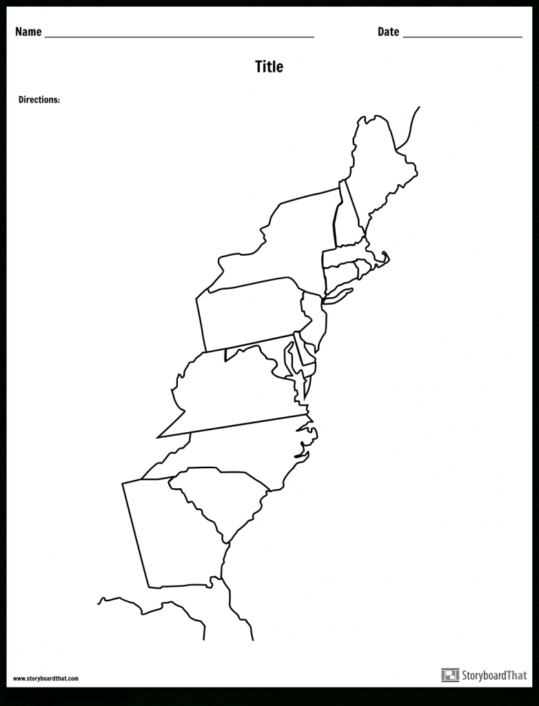 13 Colonies Map Storyboardworksheet-Templates pertaining to Printable Map Of The 13 Colonies With Names