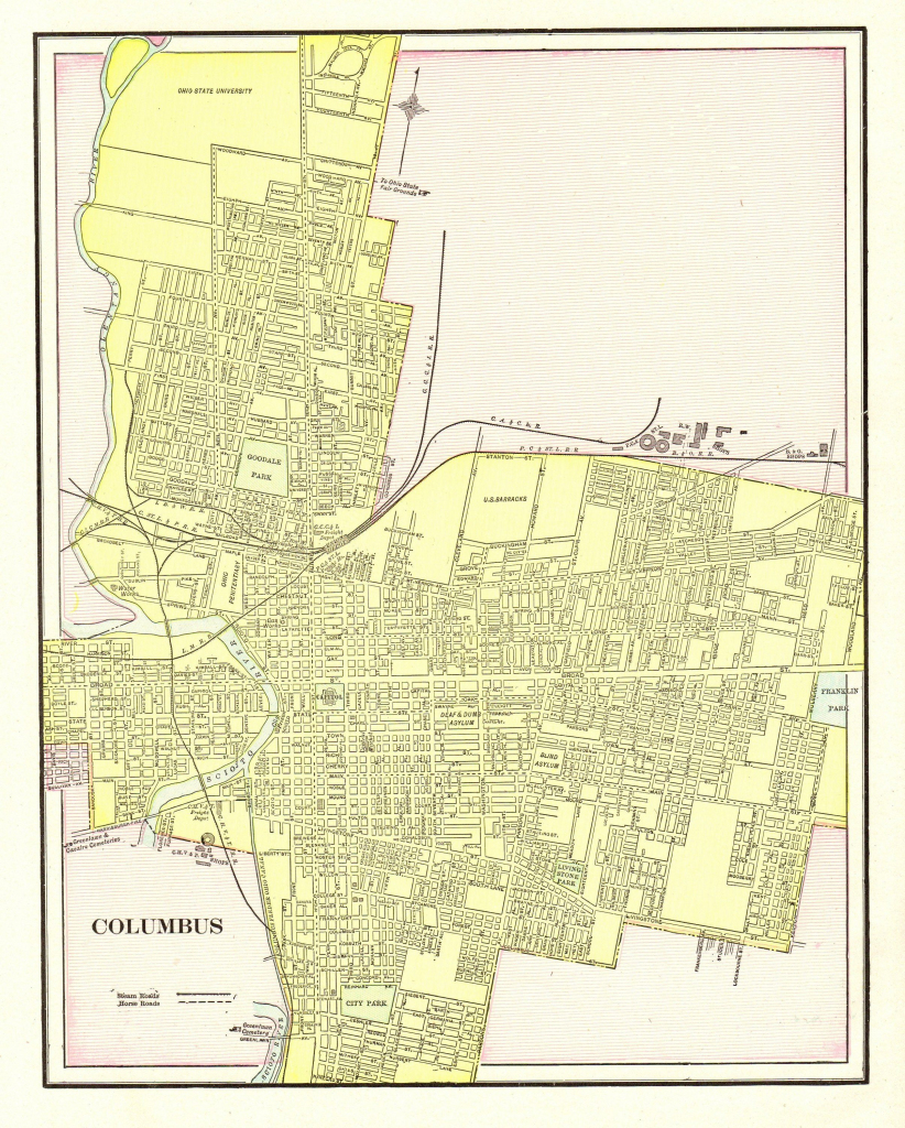 1901 Antique Columbus City Map Reproduction Print Of Columbus Ohio pertaining to Printable Map Of Columbus Ohio