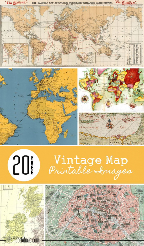 20 Free Vintage Map Printable Images | Remodelaholic #art in Free Printable Maps