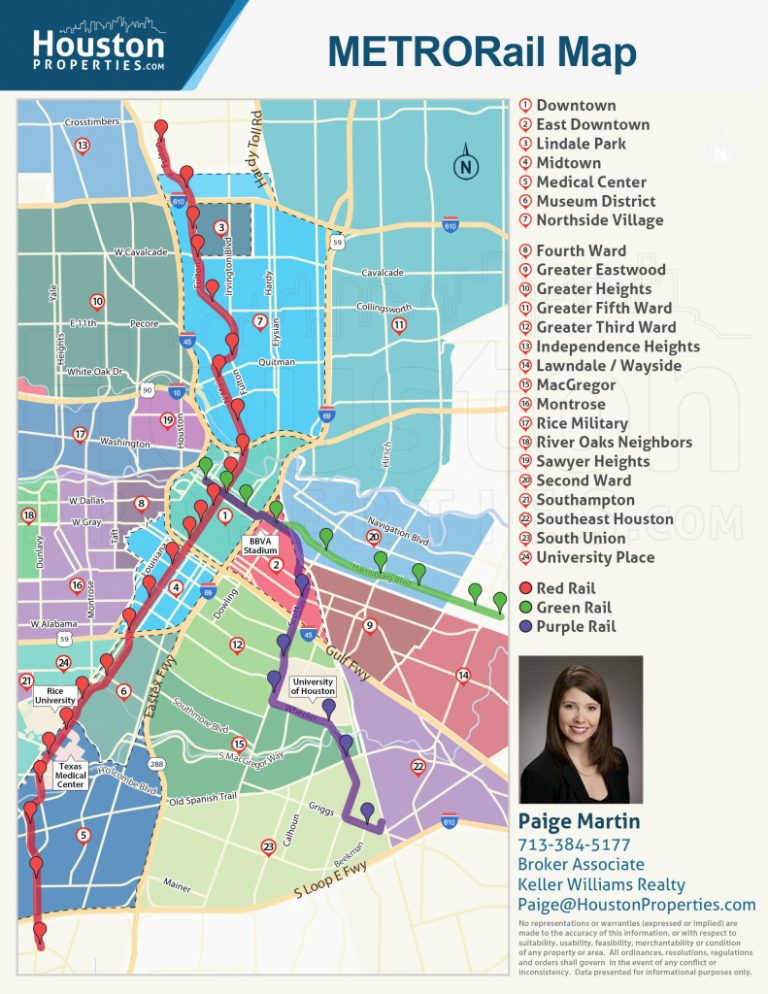 2019 Update Houston Metro Rail Map Neighborhoods Near Metrorail Inside Downtown Houston Map Printable 768x994 
