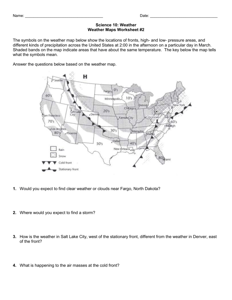 29. Weather Map Worksheet #2 in Free Printable Weather Map Worksheets