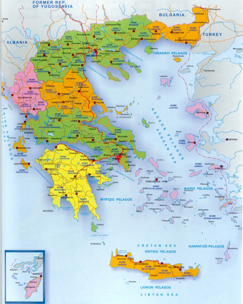 A Map Of Greece And The Greek Islands with regard to Printable Map Of Greece