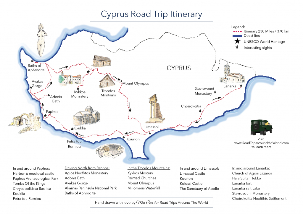 A Road Trip In Cyprus - Free Printable Map - Road Trips Around The World throughout Road Trip Map Printable
