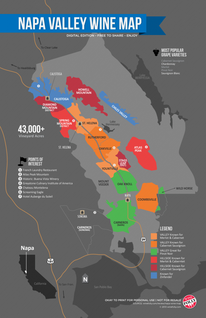 A Simple Guide To Napa Wine (Map) | Wine Folly with regard to Napa Winery Map Printable