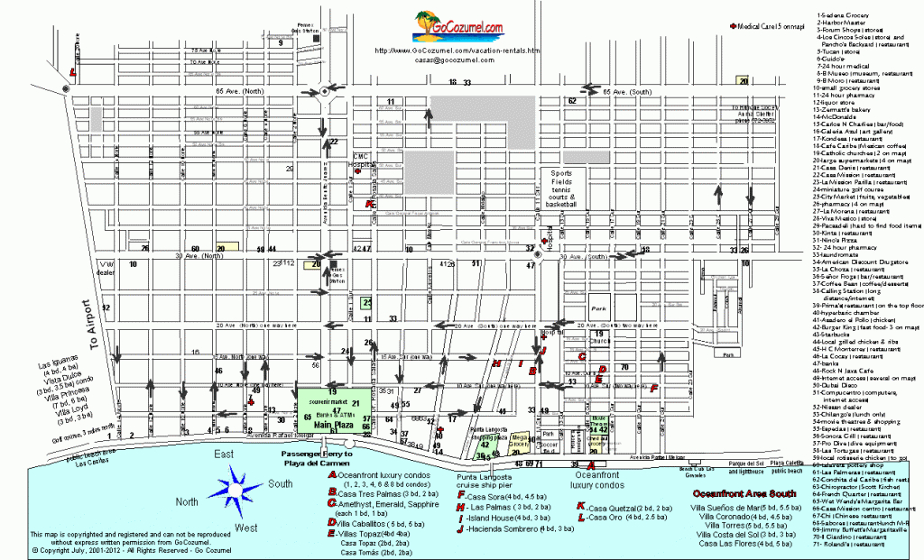 A Street Map Of Cozumel. To See The Larger Size, Click On The Map To regarding Printable Street Map Of Cozumel