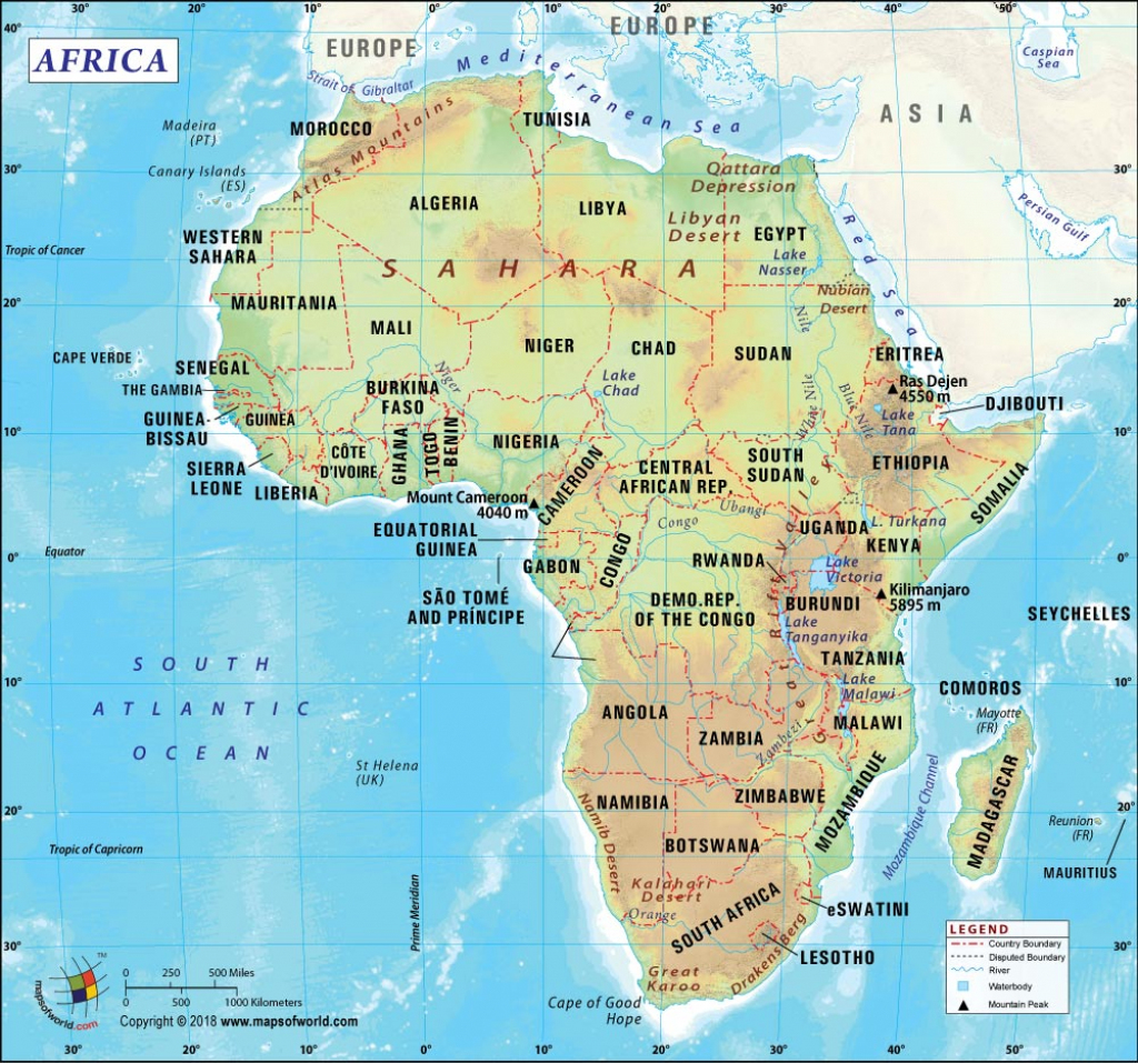 Africa Map, Map Of Africa, History And Popular Attraction In Africa in Printable Map Of Africa With Countries And Capitals