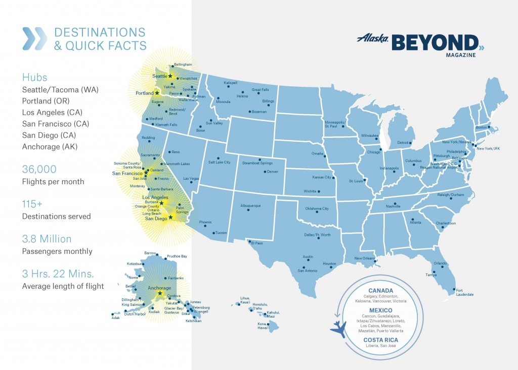 Airline Destination Map | Alaska Beyond Magazine in Alaska Airlines Printable Route Map
