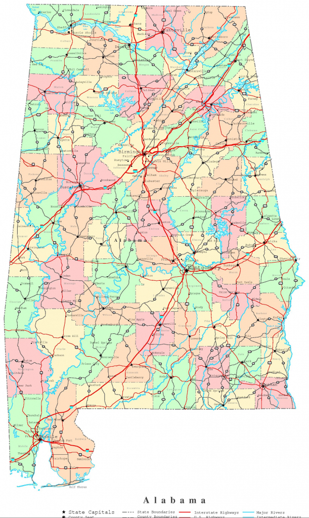 Alabama Printable Map pertaining to Printable Map Of Alabama