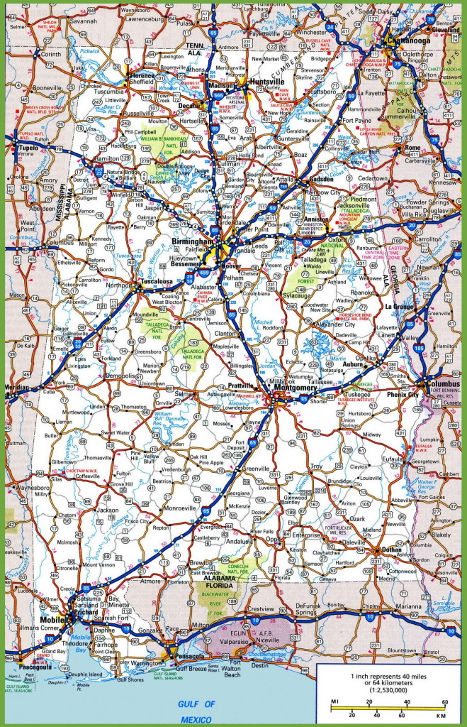 Alabama Road Map within Printable Alabama Road Map