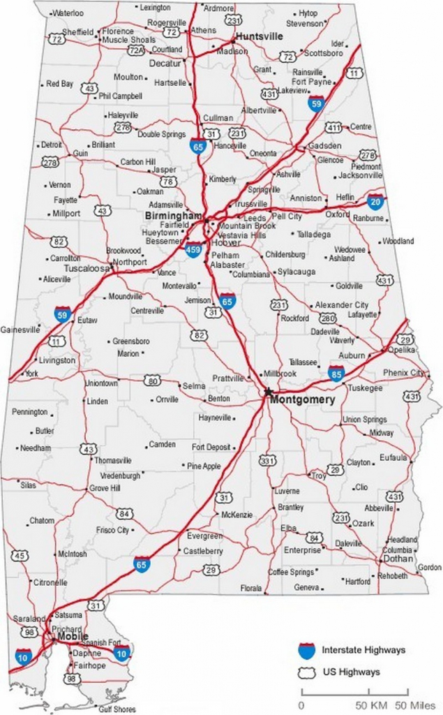 Alabama State Road Map | Afputra with Printable Alabama Road Map