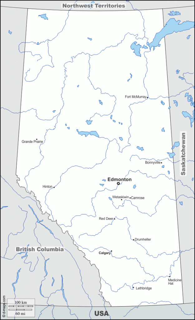 Alberta Free Map, Free Blank Map, Free Outline Map, Free Base Map intended for Free Printable Map Of Alberta