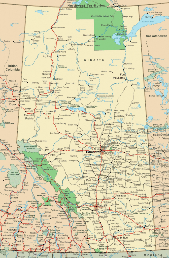 Alberta Road Map in Printable Alberta Road Map