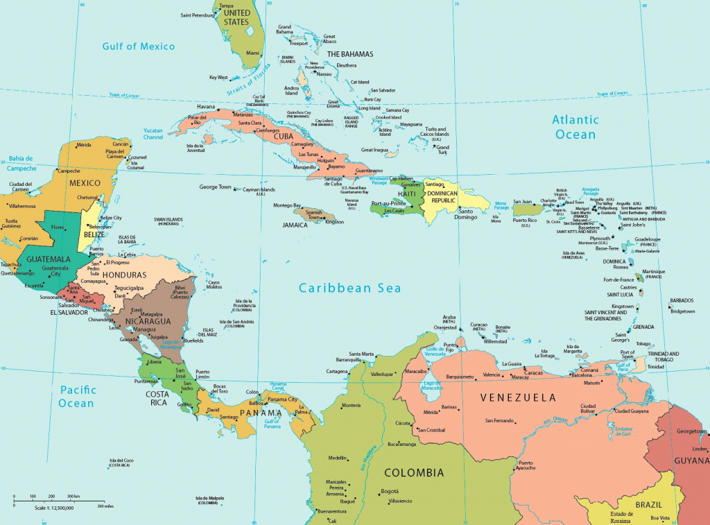 America Caribbean Pol Printable Maps Central America Island Map 15 in Printable Map Of Central America