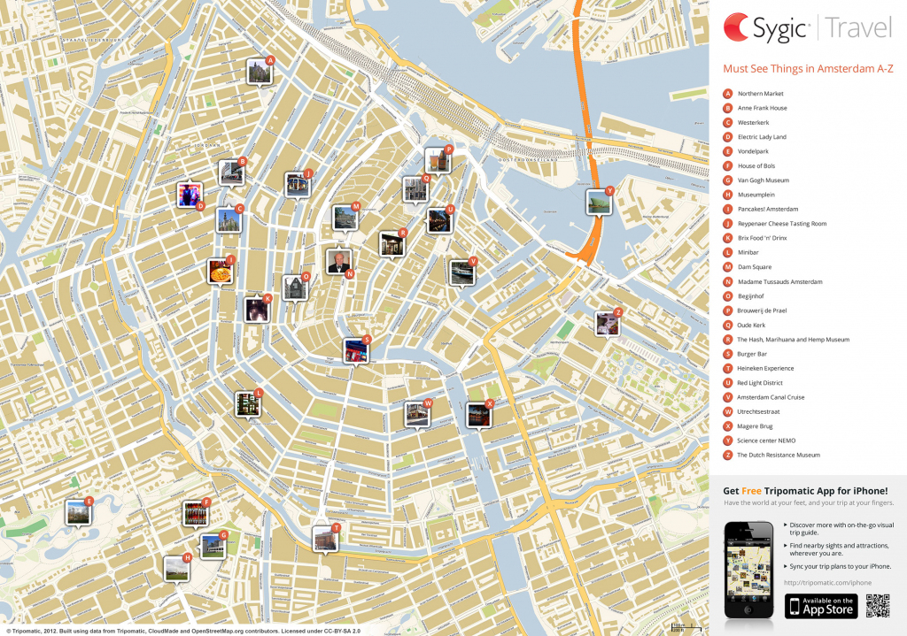 Amsterdam Printable Tourist Map | Sygic Travel for Printable Map Of Amsterdam