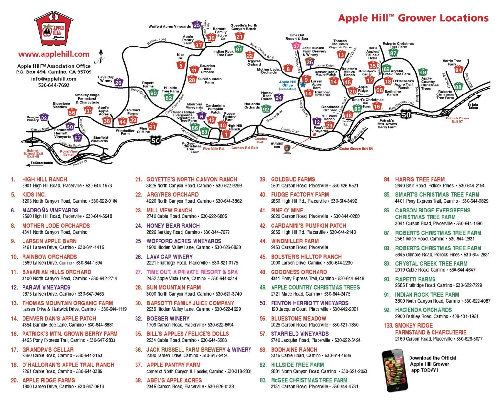 Apple Hill Lodgingnorth Canyon Inn pertaining to Apple Hill Printable Map
