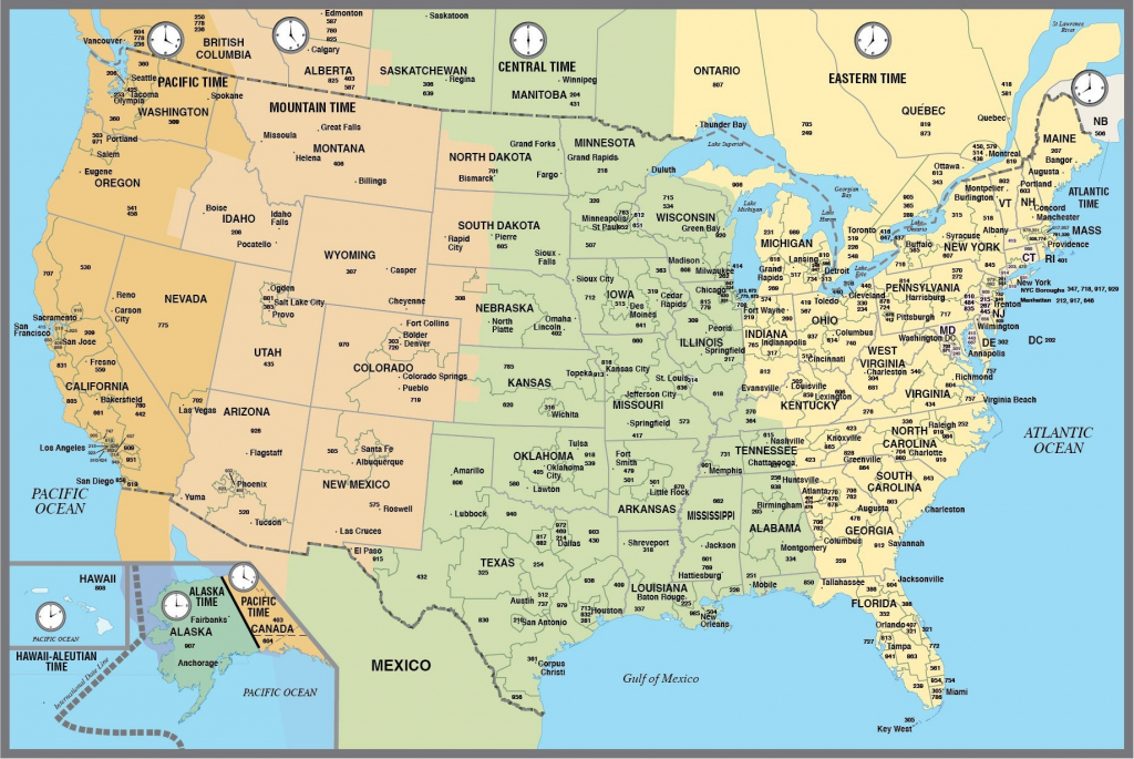 Area Code Map Of Us And Canada Mapareacodetimezones Fresh Area Codes within Us Area Code Map Printable