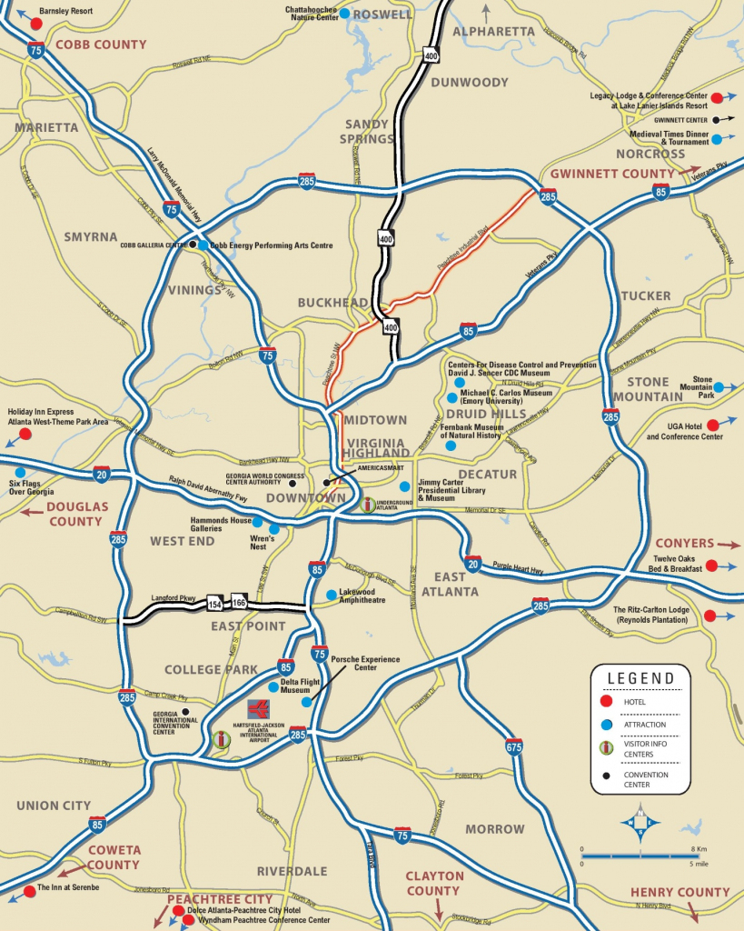 Atlanta Area Map for Printable Map Of Atlanta