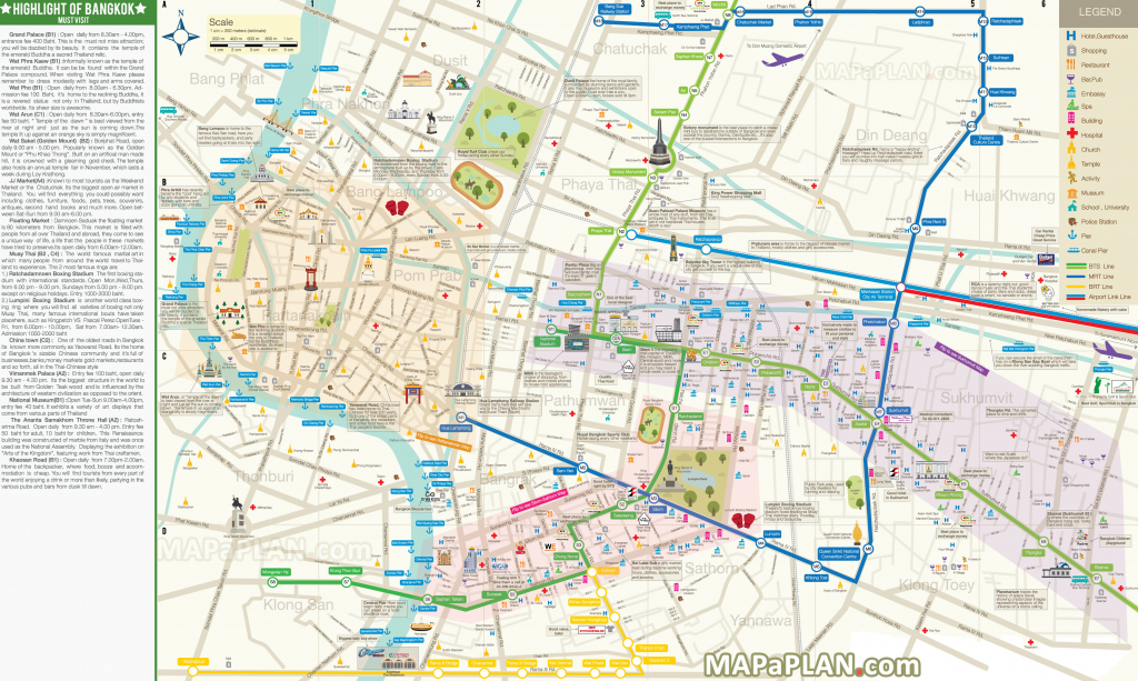 Bangkok Maps - Top Tourist Attractions - Free, Printable City Street Map within Printable City Street Maps