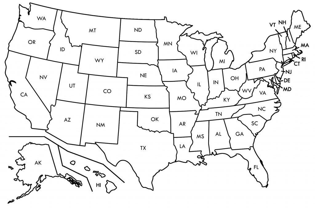 Black And White Map Us States Usa50Statebwtext Inspirational Best within Us Map Printable Pdf