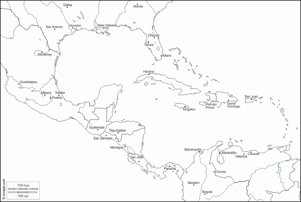 Blank Map Of Central America - World Wide Maps regarding Free Printable Map Of The Caribbean Islands