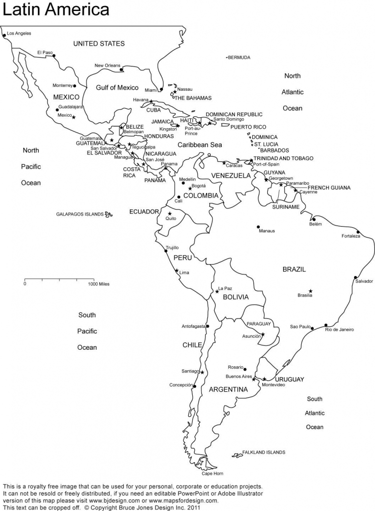 Blank Map Of Central And South America Printable And Travel in Printable Map Of Central And South America