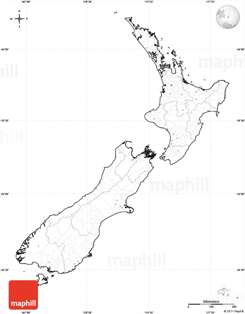 Blank Simple Map Of New Zealand, No Labels inside Outline Map Of New Zealand Printable