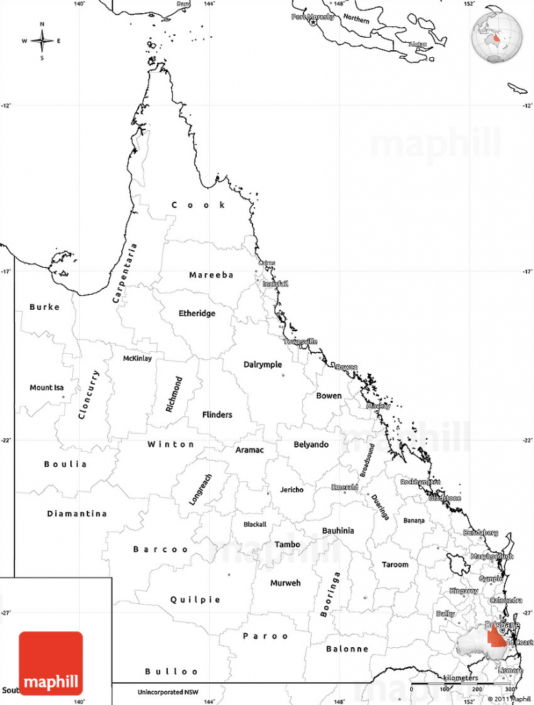 Blank Simple Map Of Queensland with Printable Map Of Queensland