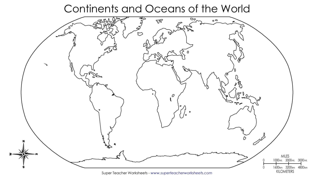 Blank World Map Continents - Ajan.ciceros.co for Continents Outline Map Printable