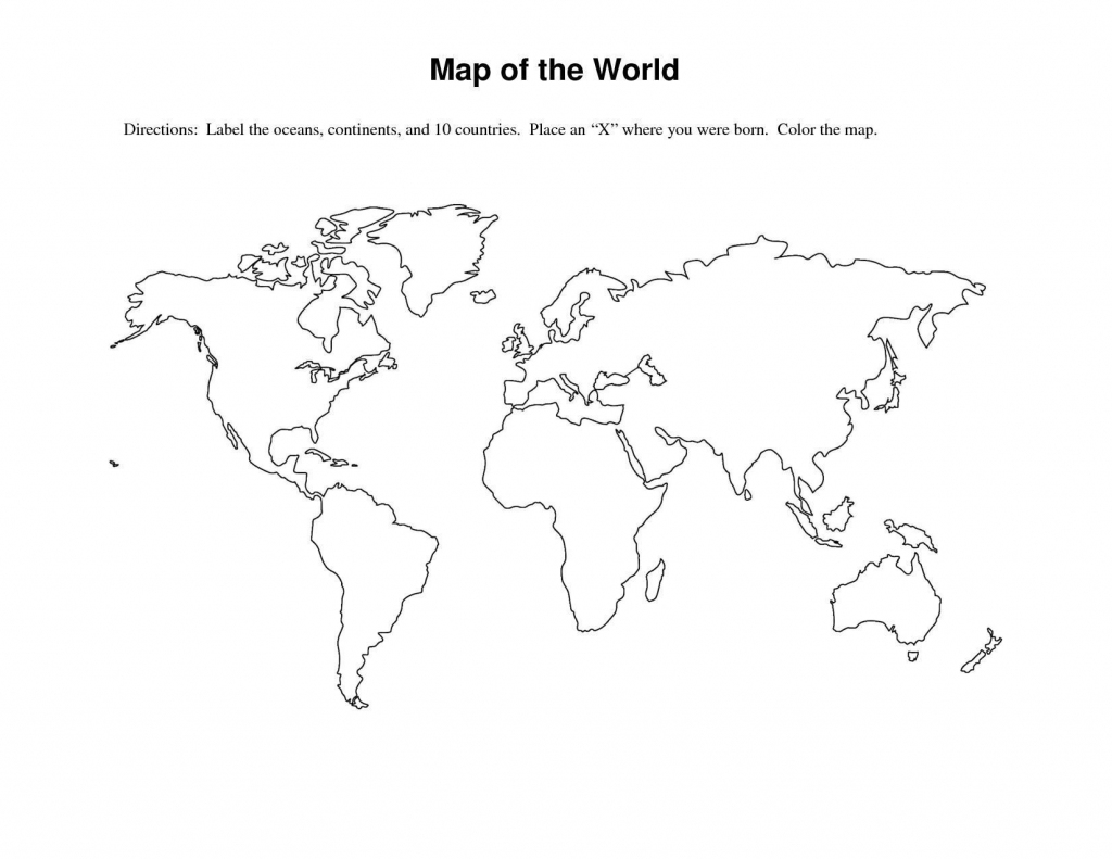 Blank World Map Continents And Oceans Worksheet | Download Them And inside World Map Oceans And Continents Printable