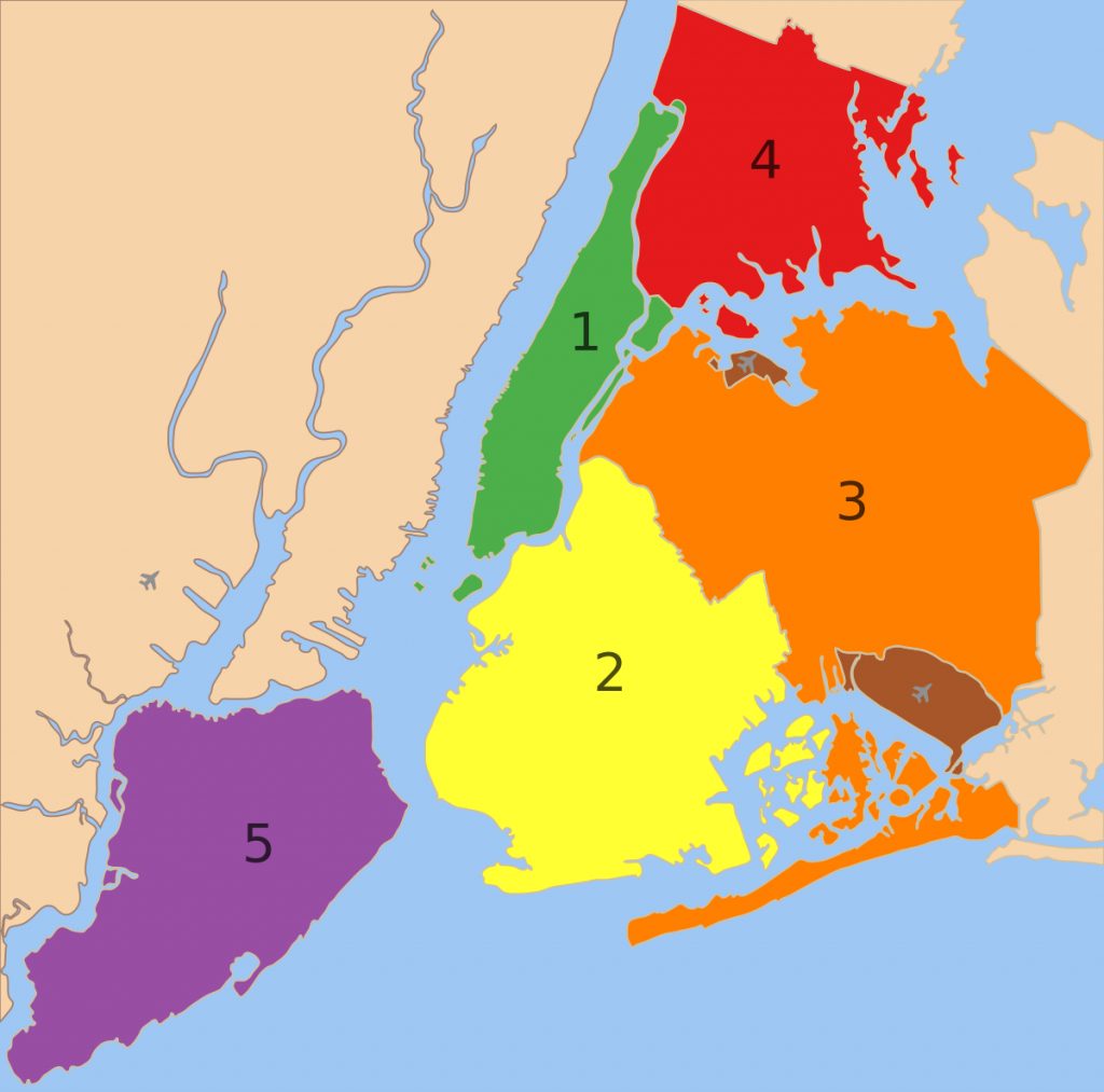 Boroughs Of New York City Wikipedia throughout Map Of The 5 Boroughs