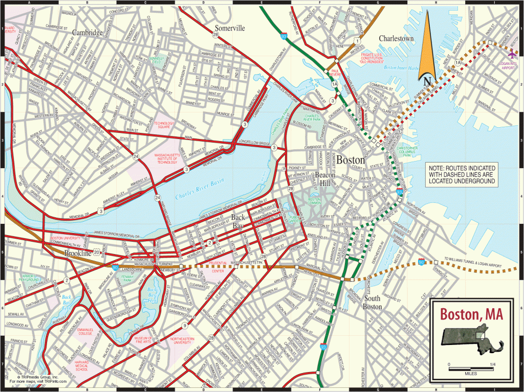 Boston City Map - Boston Ma • Mappery in Boston Tourist Map Printable