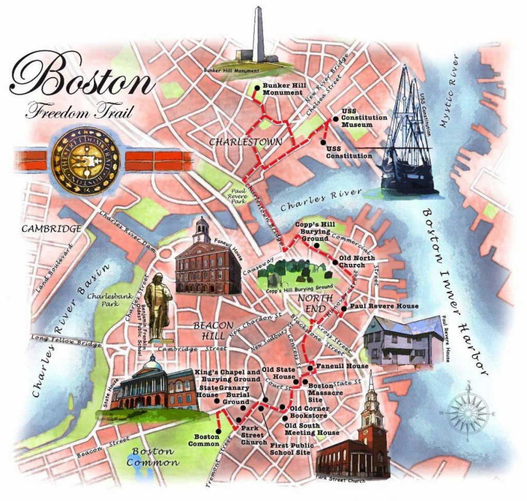 Boston Freedom Trail Map - Freedom Trail Map Boston (United States throughout Freedom Trail Map Printable