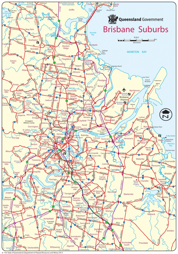Brisbane Suburbs Map regarding Brisbane Cbd Map Printable