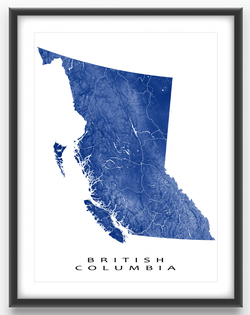 British Columbia Map Print, Bc Province Map, Canada, Landscape Art intended for Printable Red Deer Map