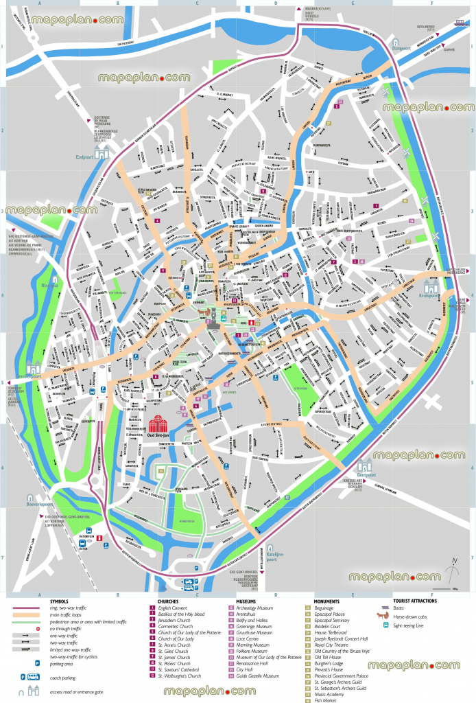Bruges Map - Bruges Sightseeing Printable Virtual 3D Free Map For with regard to Bruges Map Printable