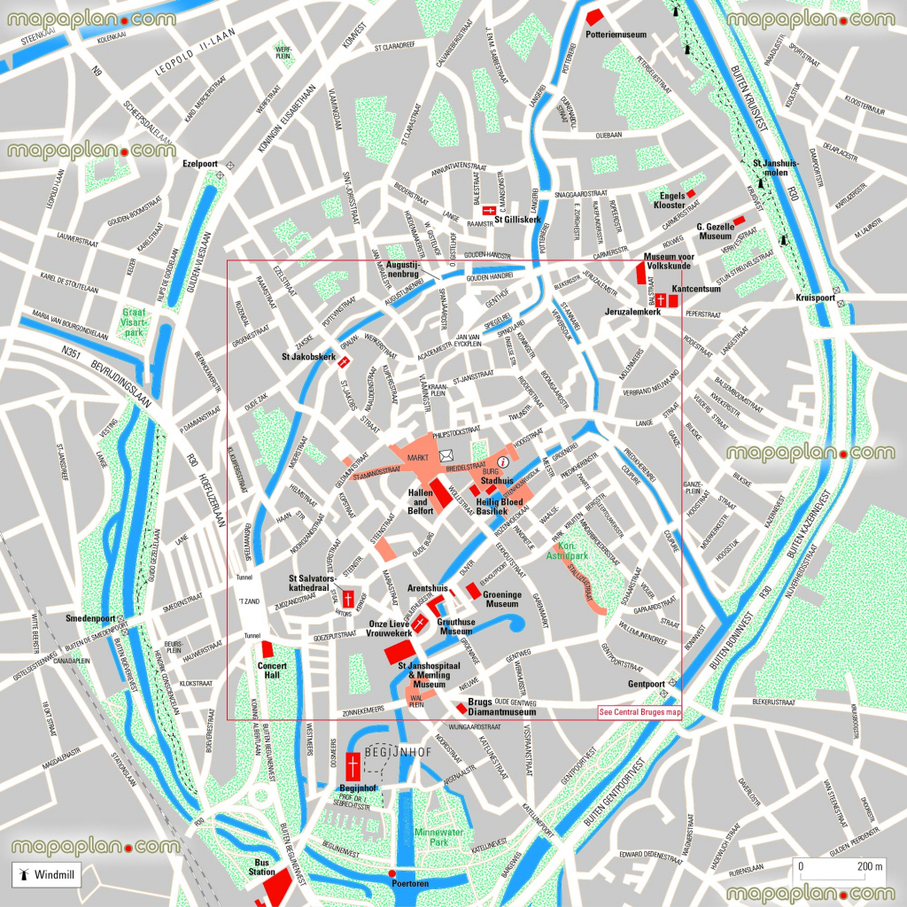 Bruges Maps - Top Tourist Attractions - Free, Printable City Street intended for Bruges Map Printable