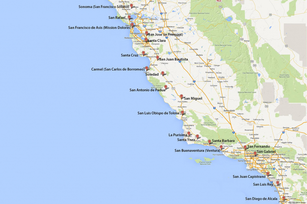 California Missions Map: Where To Find Them within California Missions Map Printable