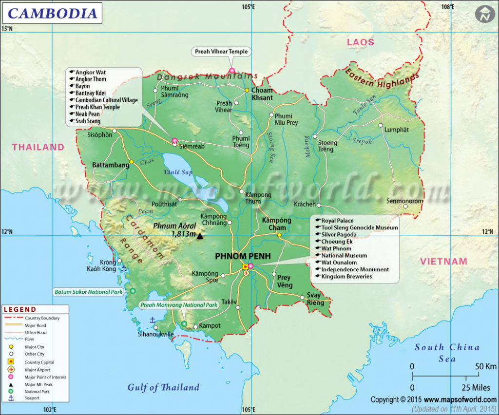 Cambodia Map inside Printable Map Of Cambodia