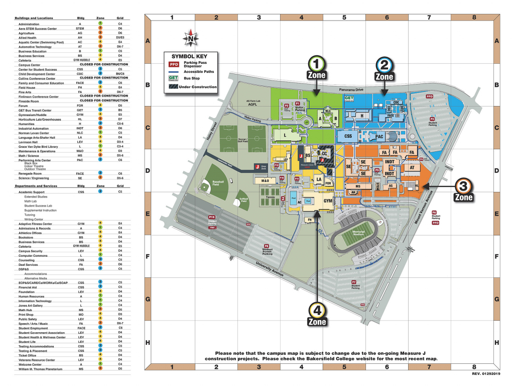 Campus Map | Bakersfield College for Printable Map Of Bc