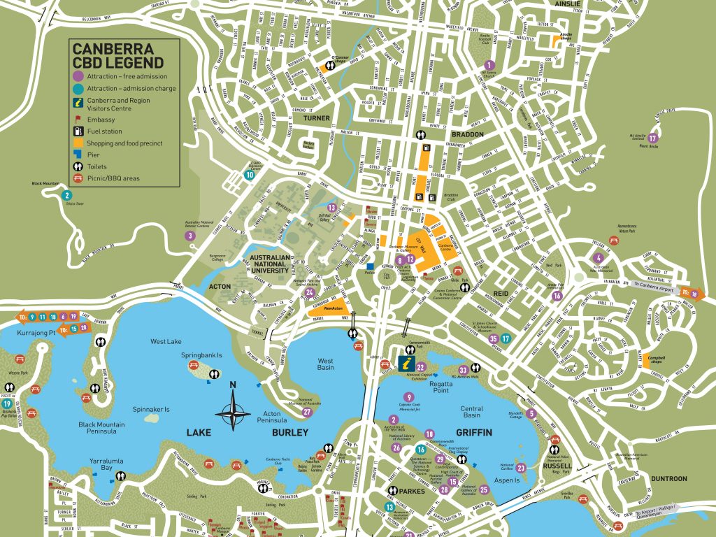 map of canberra tourist attractions