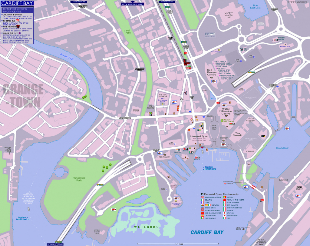 Cardiff Bay Map with Printable Map Of Cardiff