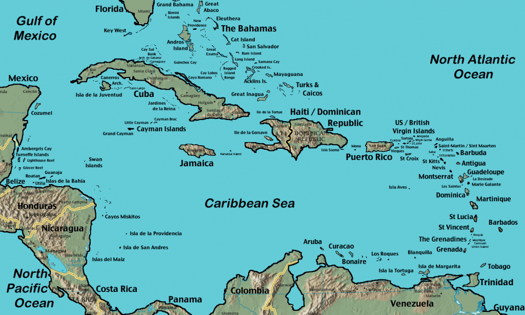 Caribbean Sea Map, Caribbean Country Map, Caribbean Map With Country for Printable Map Of The Caribbean