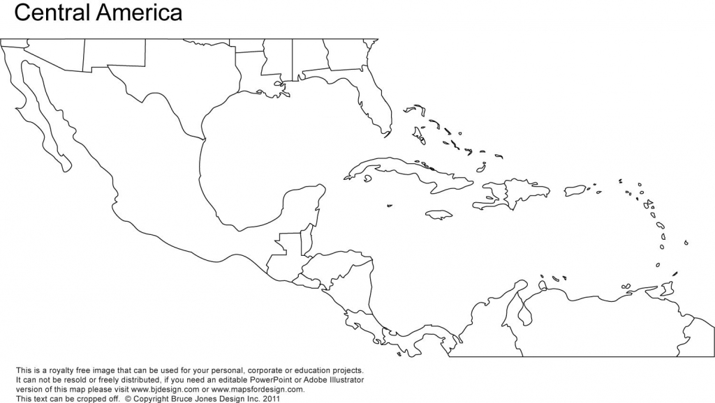 Central America Printable Outline Map, No Names, Royalty Free | Cc inside Central America Outline Map Printable