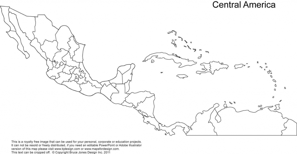 Central America Printable Outline Map, No Names, Royalty Free | Cc inside Printable Blank Caribbean Map