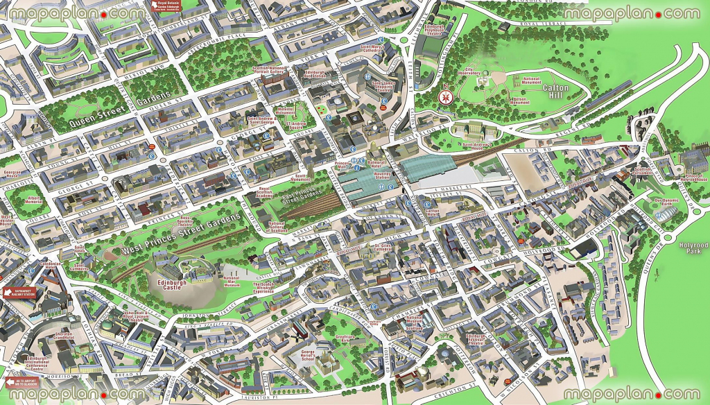 Central Edinburgh Scotland Visitors 3D Interactive Printable Inner with regard to Edinburgh Street Map Printable