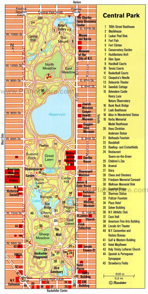 New York Central Park Map with Printable Map Of Central Park