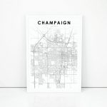 Champaign Map Print Illinois Il Usa Map Art Poster City | Etsy With Printable Map Of Champaign Il
