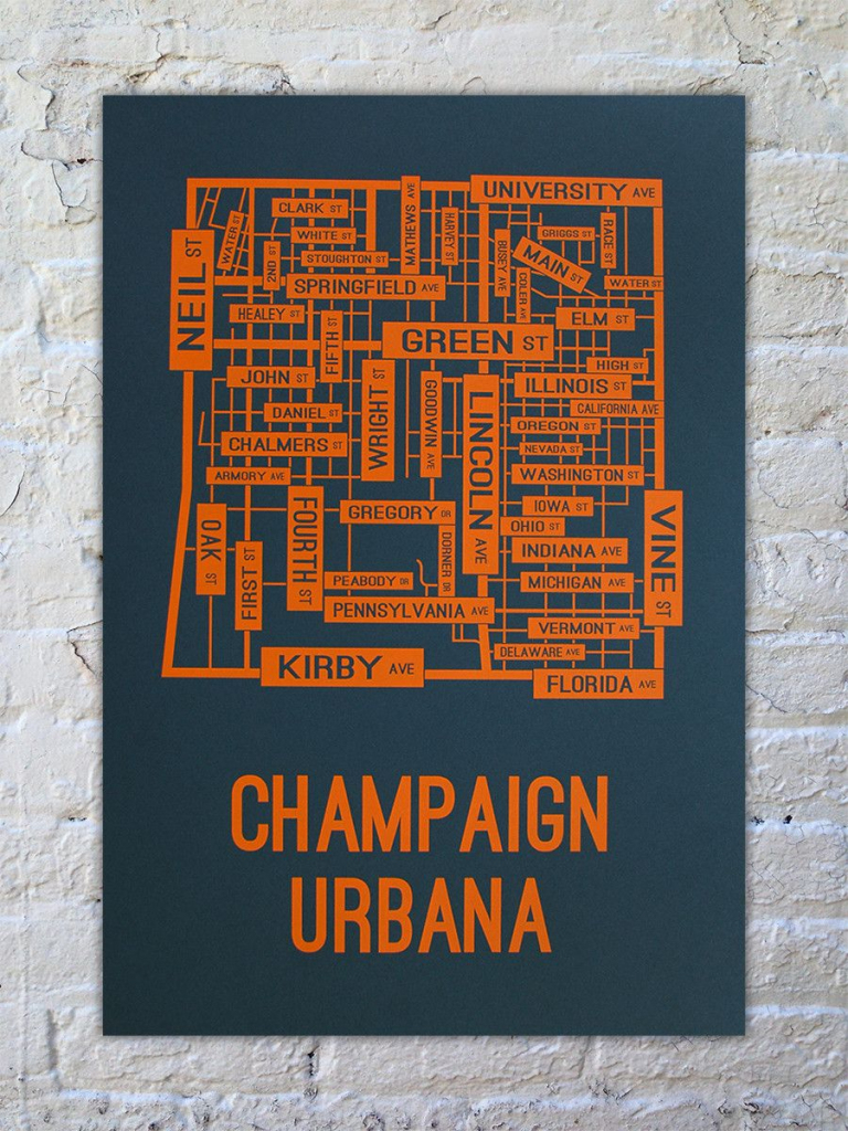 Champaign Urbana, Illinois Street Map Print | Our New House with regard to Printable Map Of Champaign Il