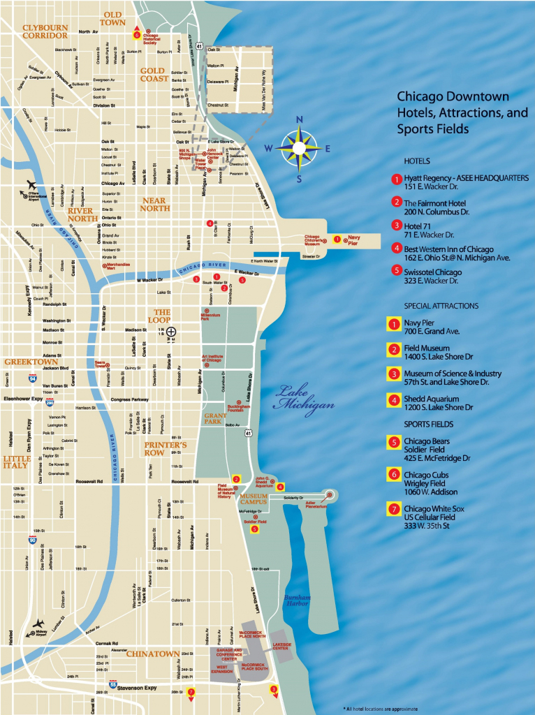 Chicago Downtown Map throughout Printable Map Of Chicago